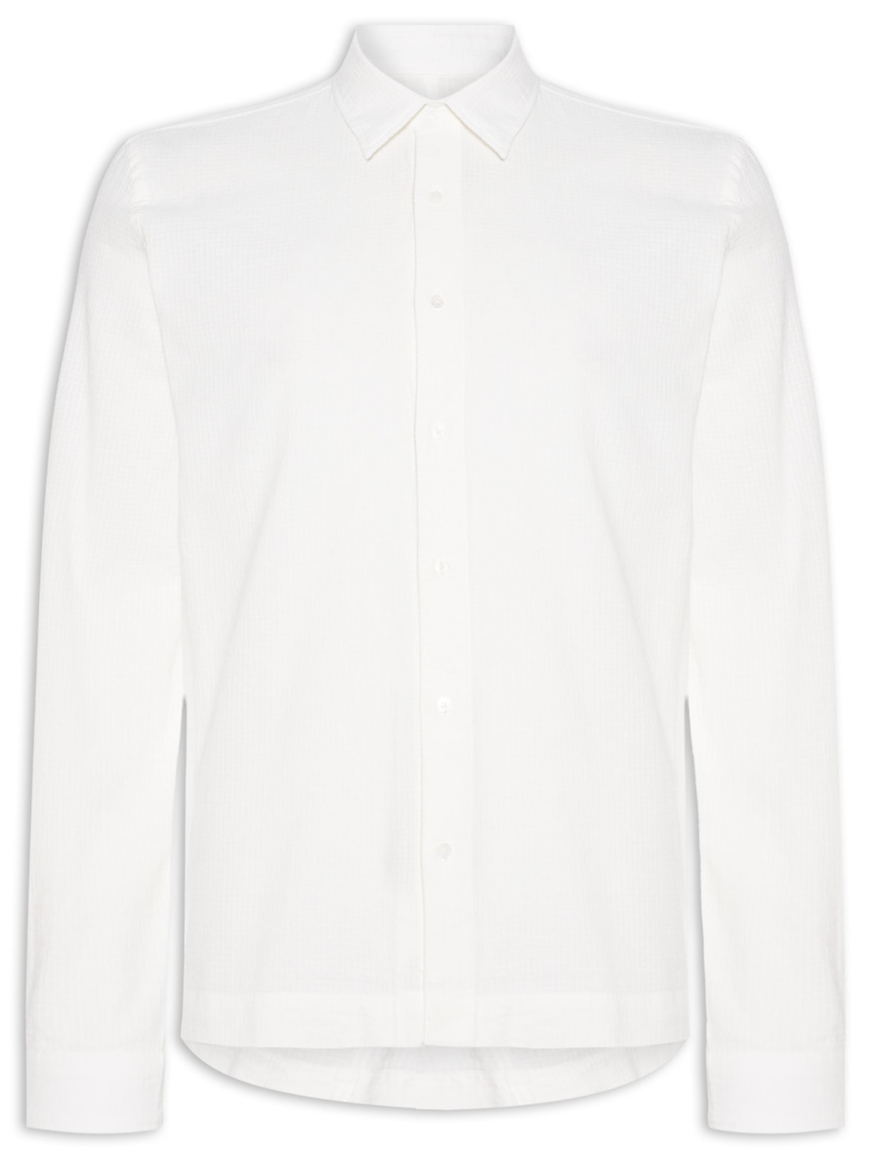 Camisa Masculina PJ Cotton Texture Manga Longa - Off White