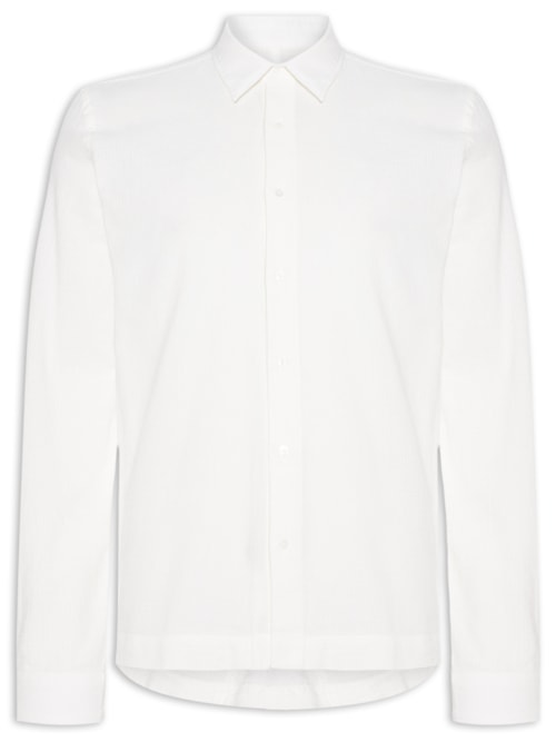 Camisa Masculina PJ Cotton Texture Manga Longa - Off White