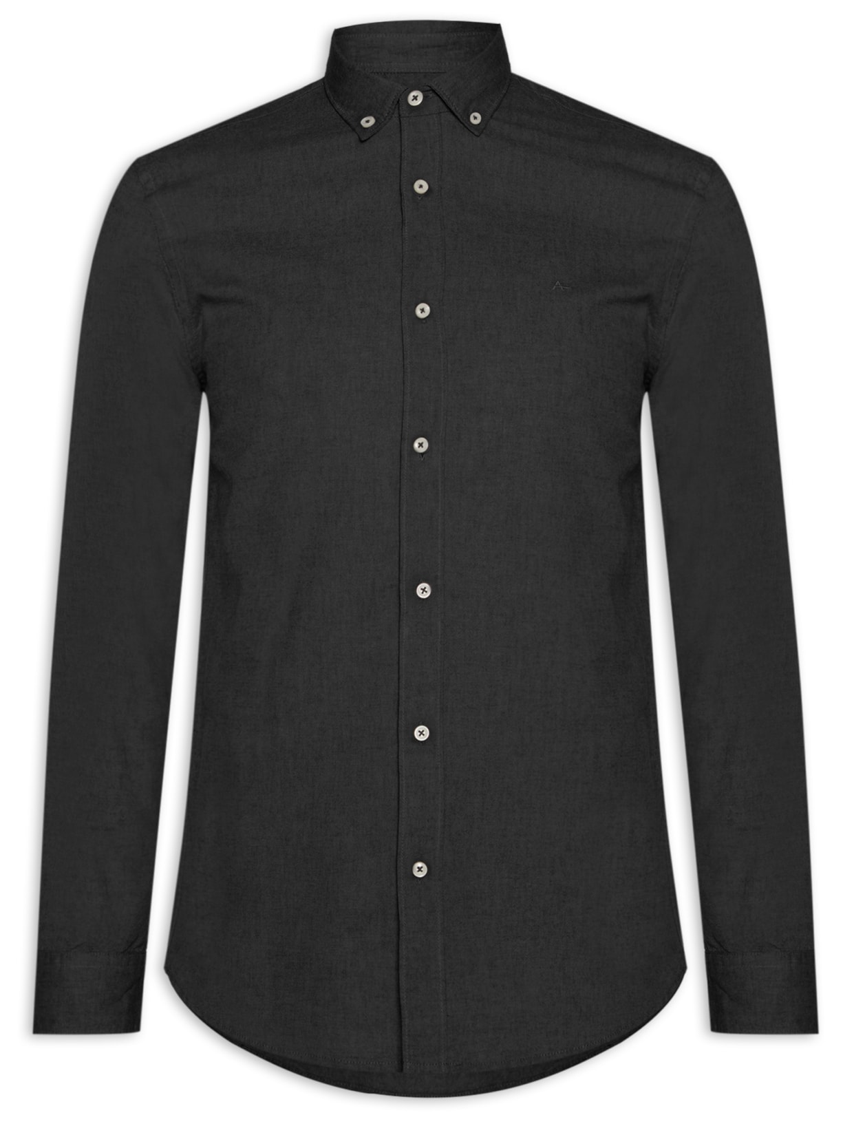 Camisa Masculina Planalto Button Down Sim Fit Em Oxfort - Preto