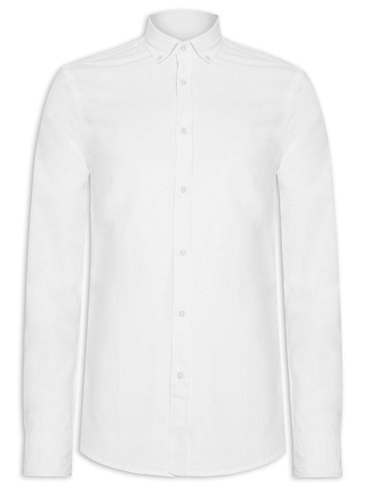 Camisa Masculina Planalto Button Down Slim Fit em Oxford - Branco