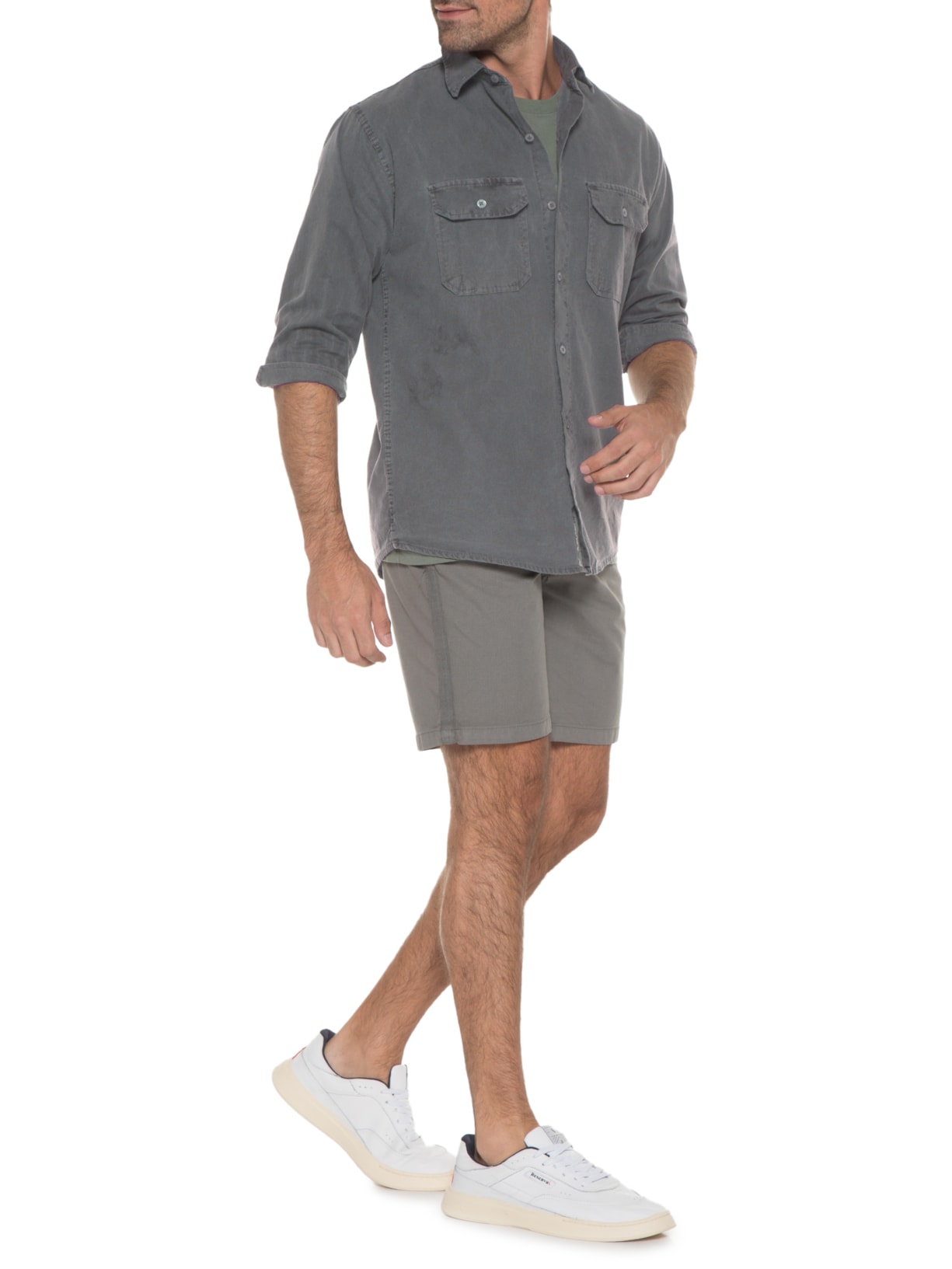 Camisa Masculina Pockets Stoned Cinza Austral