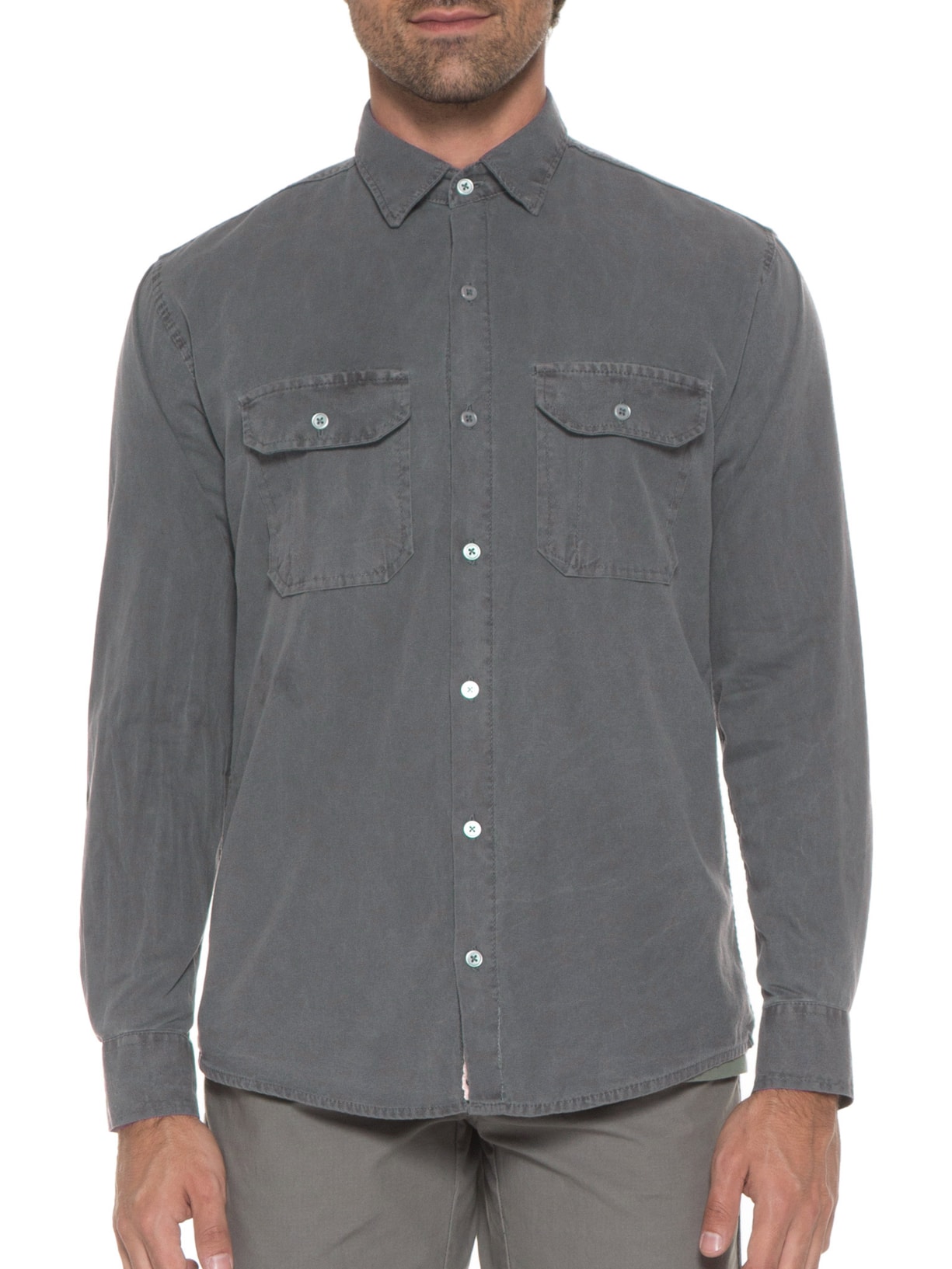 Camisa Masculina Pockets Stoned Cinza Austral