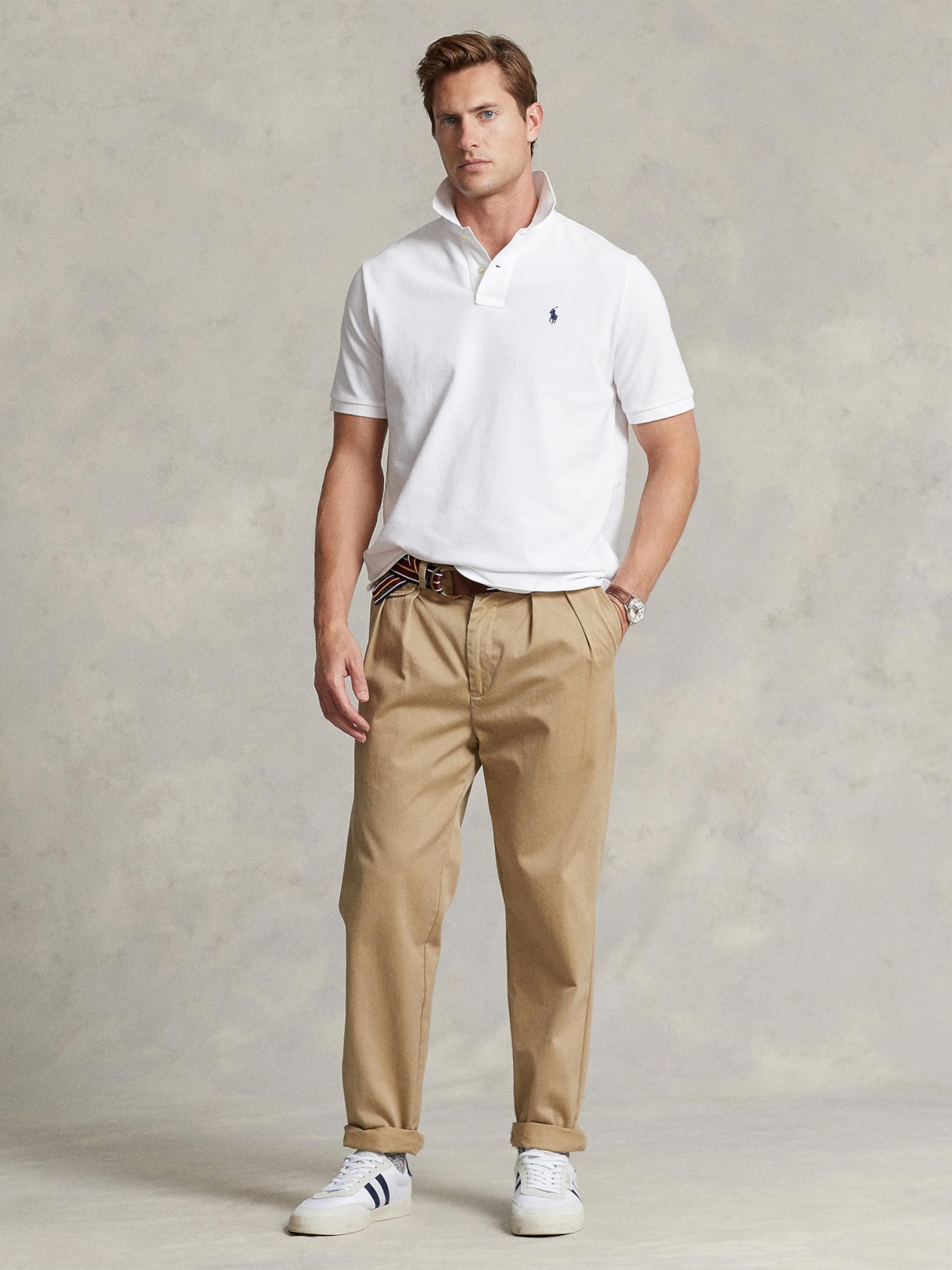 Camisa Masculina Polo Classic Fit Cotton Mesh Branco Polo Ralph Lauren