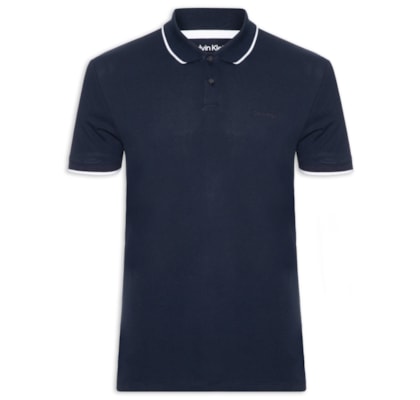 Camisa Masculina Polo Manga Curta Stretch Pique - Azul