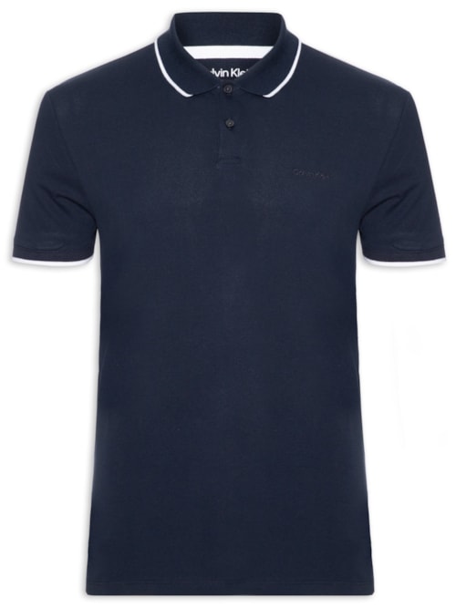 Camisa Masculina Polo Manga Curta Stretch Pique - Azul