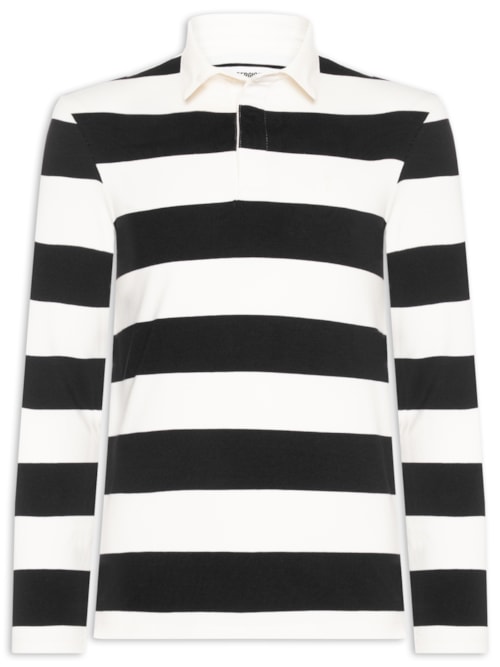 Camisa Masculina Polo Manga Longa Rugby Listrada - Branco