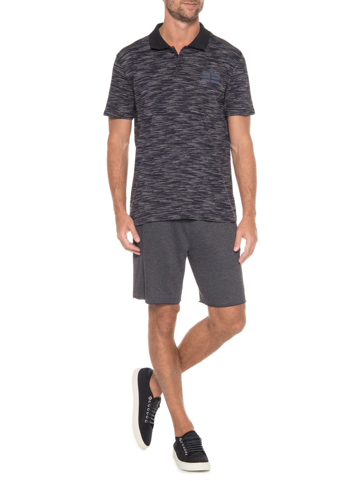 Camisa Masculina Polo Stripes Dark Navy Azul John John