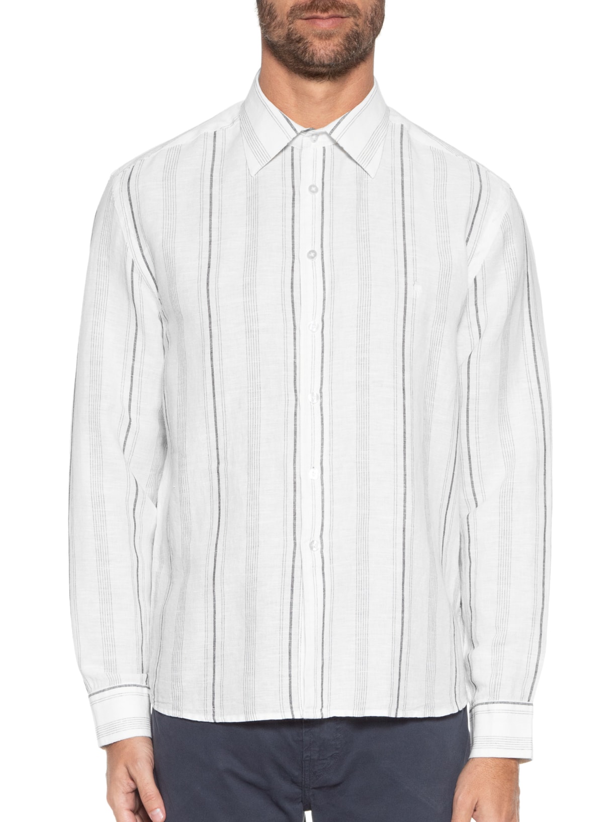 Camisa Masculina Ponza Como Classic Anatomic Manga Longa Off White Vr