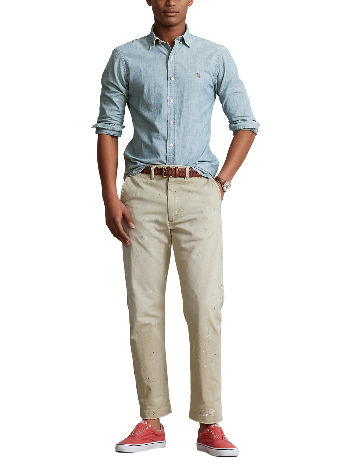 Camisa Masculina Poplin Cotton Sport Azul Polo Ralph Lauren