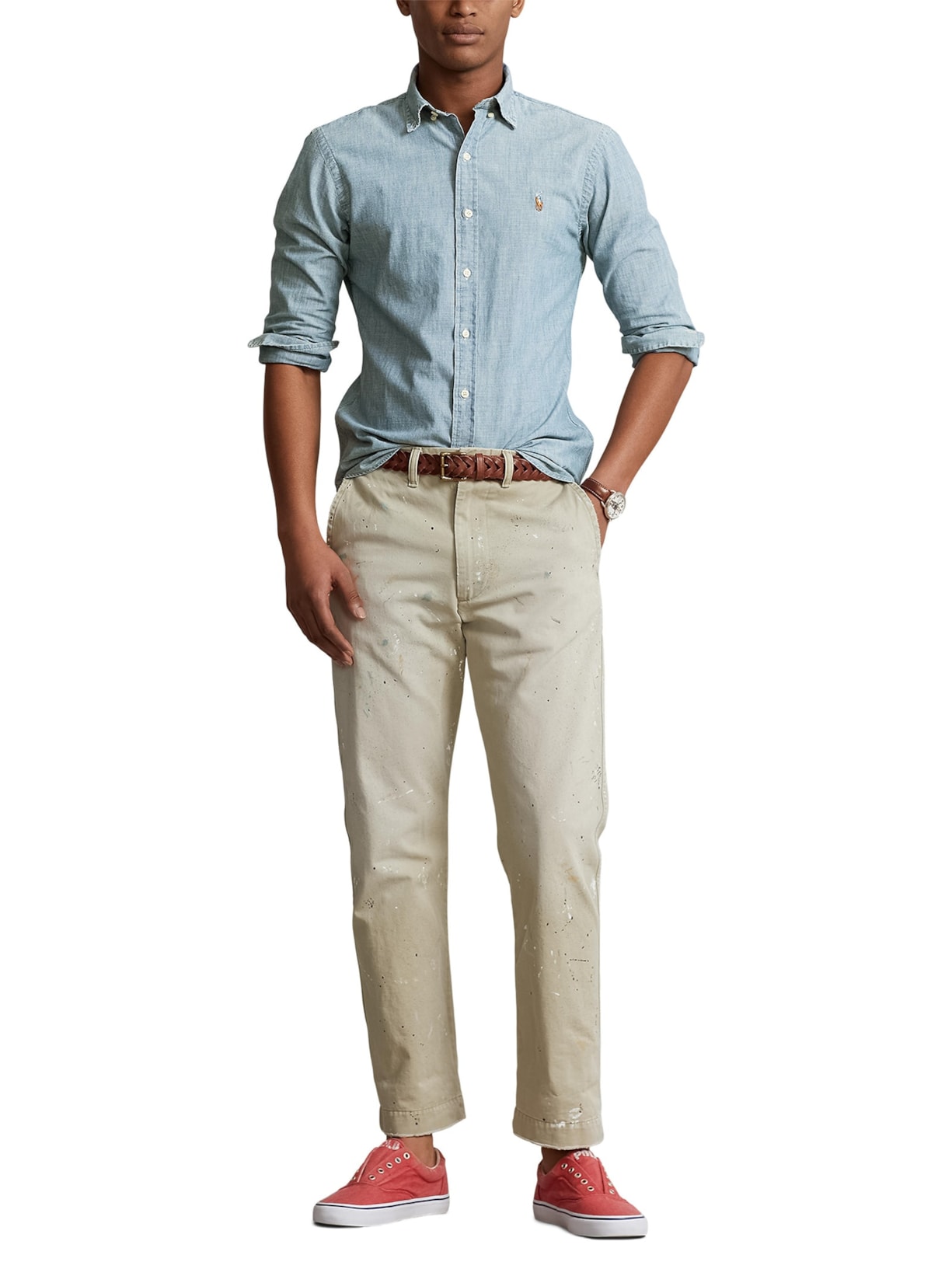 Camisa Masculina Poplin Cotton Sport Azul Polo Ralph Lauren