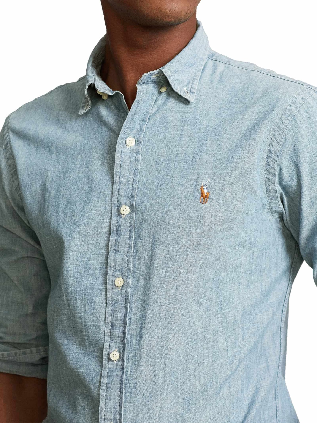 Camisa Masculina Poplin Cotton Sport Azul Polo Ralph Lauren