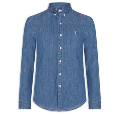 Camisa Masculina Poplin Sluby Twill Sport - Azul