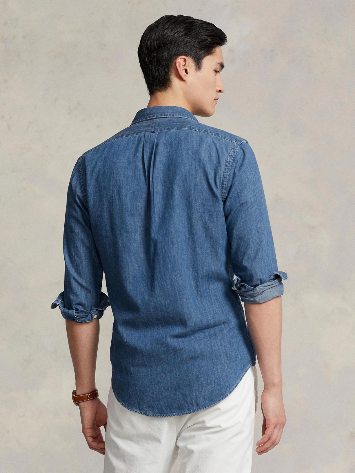 Camisa Masculina Poplin Sluby Twill Sport Azul Polo Ralph Lauren