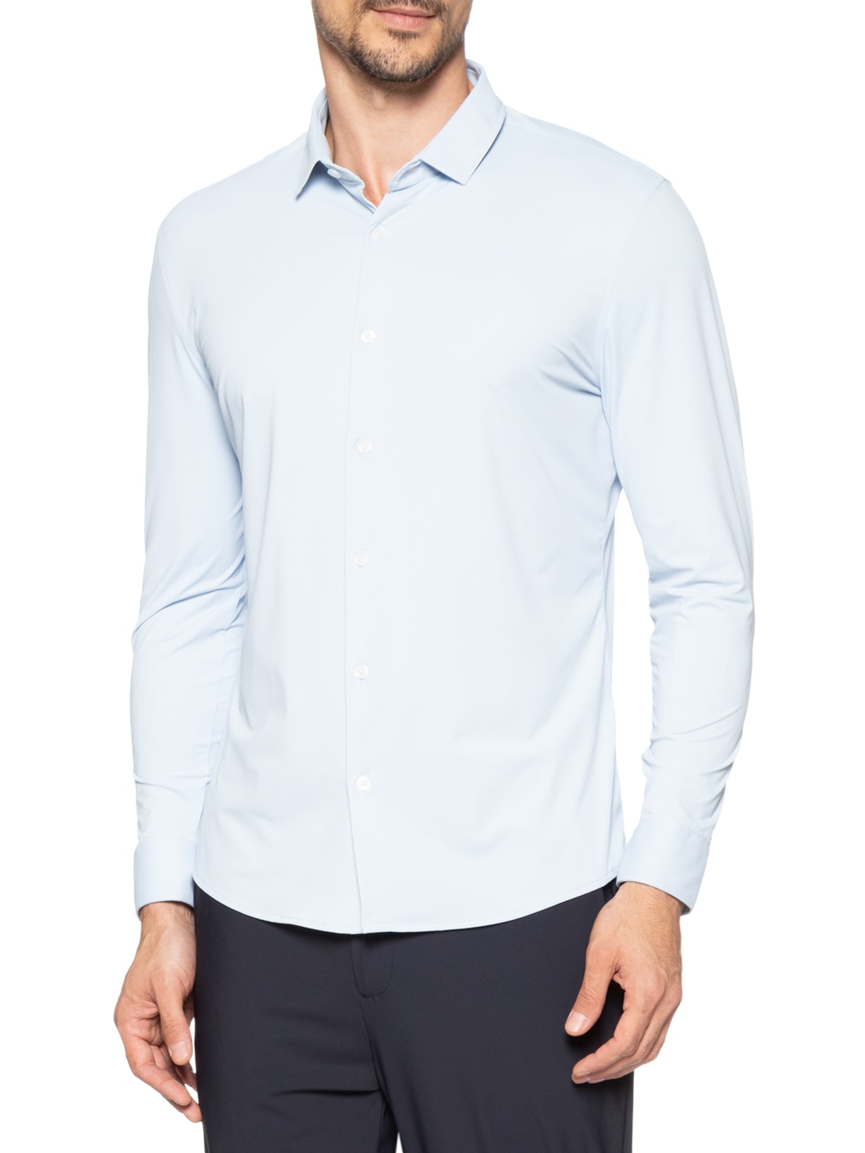 Camisa Masculina Power Poliamida Elastano Lisa Azul Sergio K