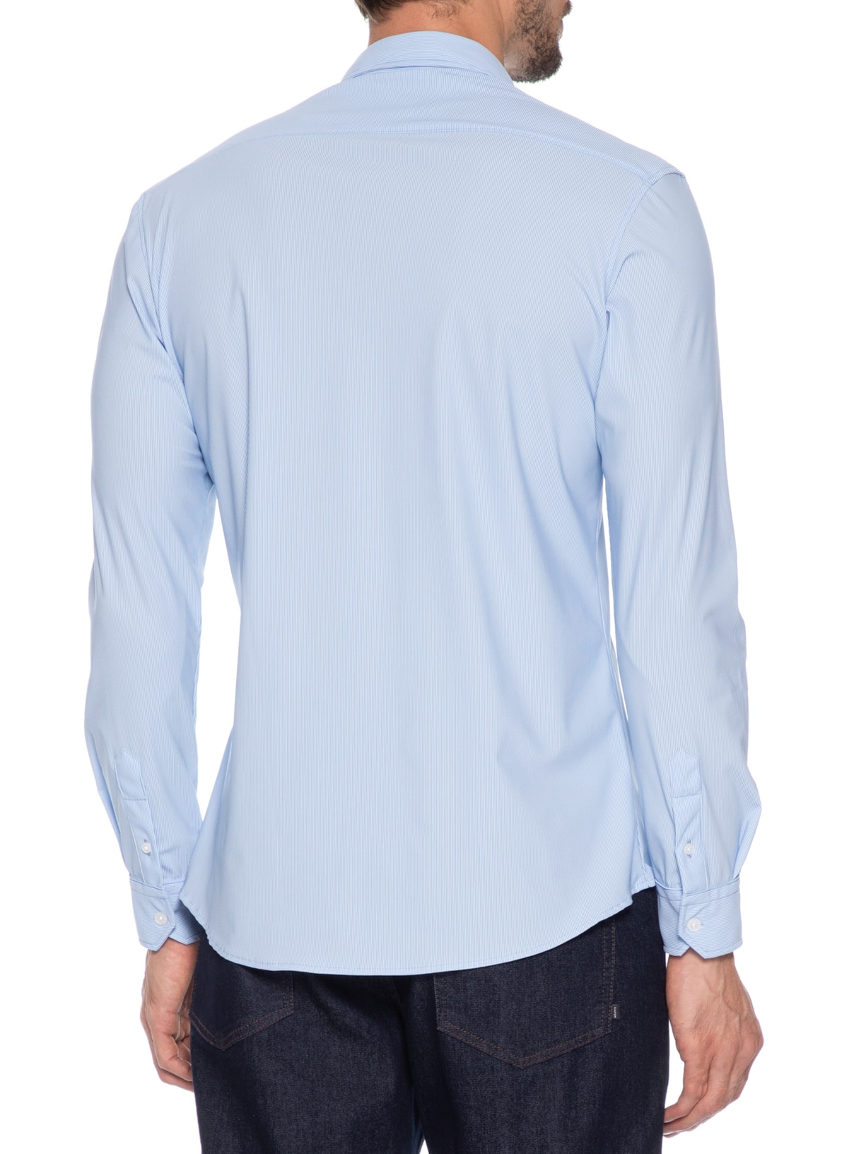 Camisa Masculina Power Poliamida Mini Listras Azul Sergio K