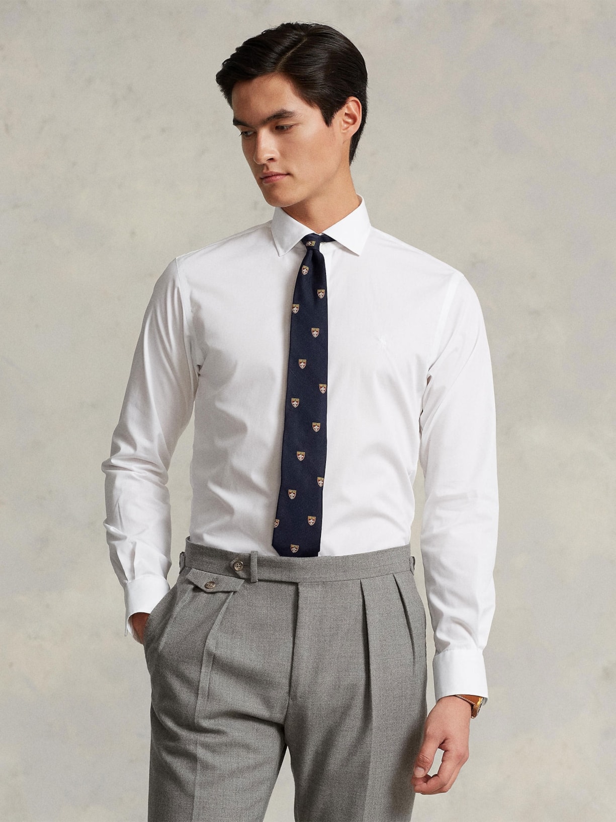 Camisa Masculina Purepress Custom Fit Stretch Poplin Branco Polo Ralph Lauren