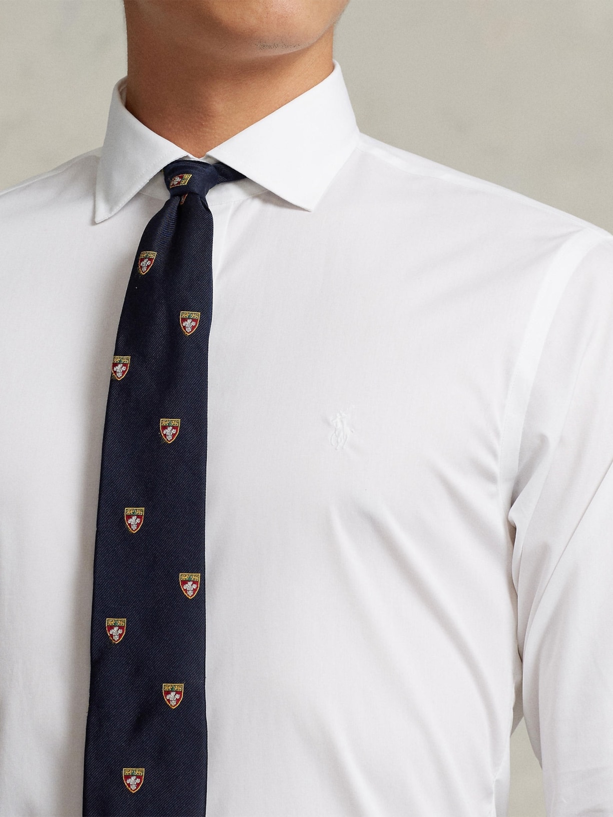 Camisa Masculina Purepress Custom Fit Stretch Poplin Branco Polo Ralph Lauren