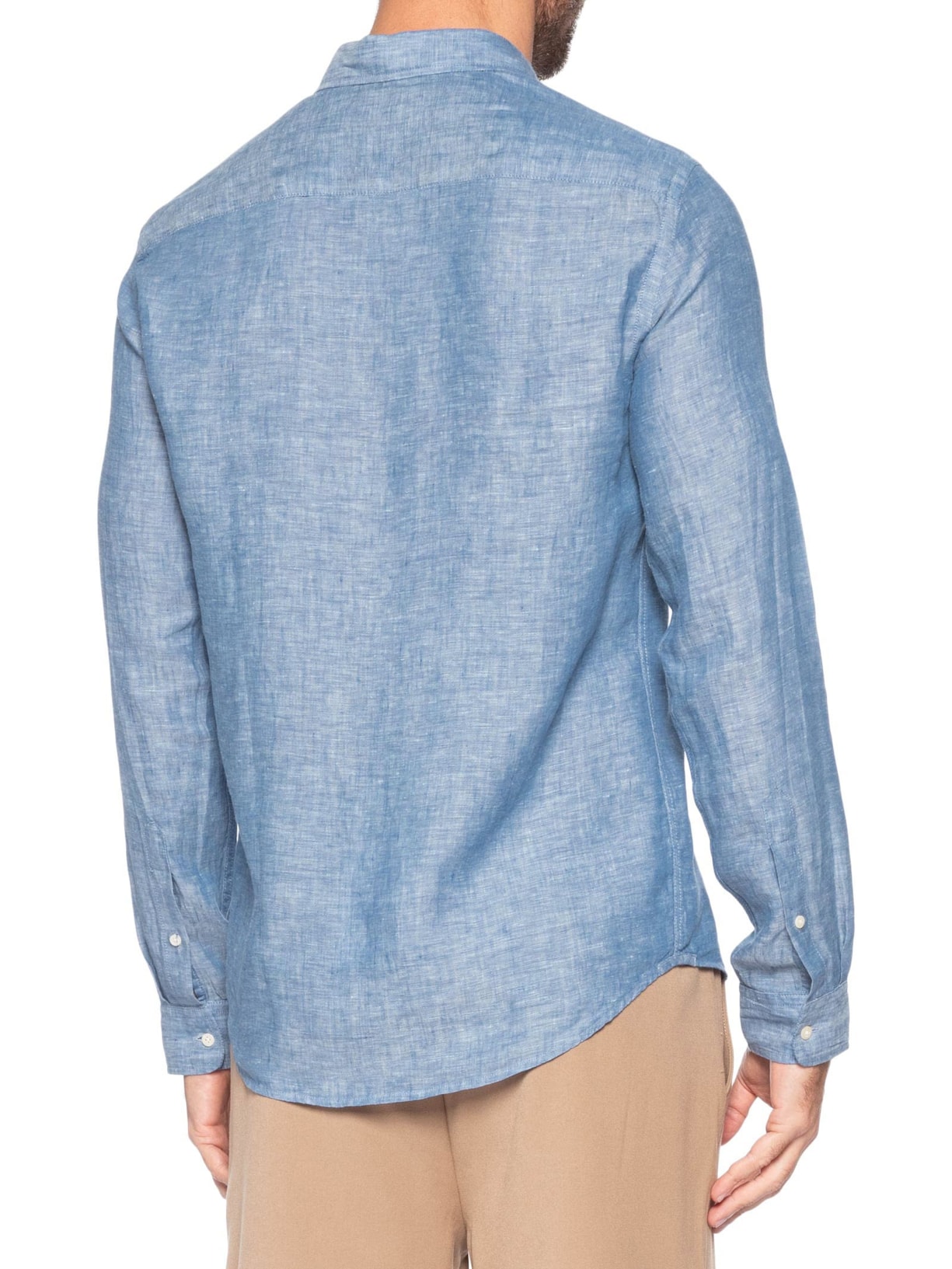 Camisa Masculina Puro Linho Azul Pineapple
