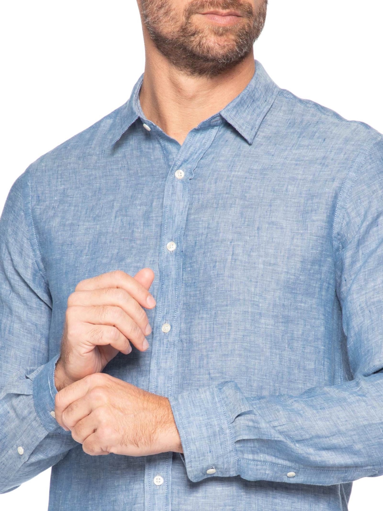 Camisa Masculina Puro Linho Azul Pineapple
