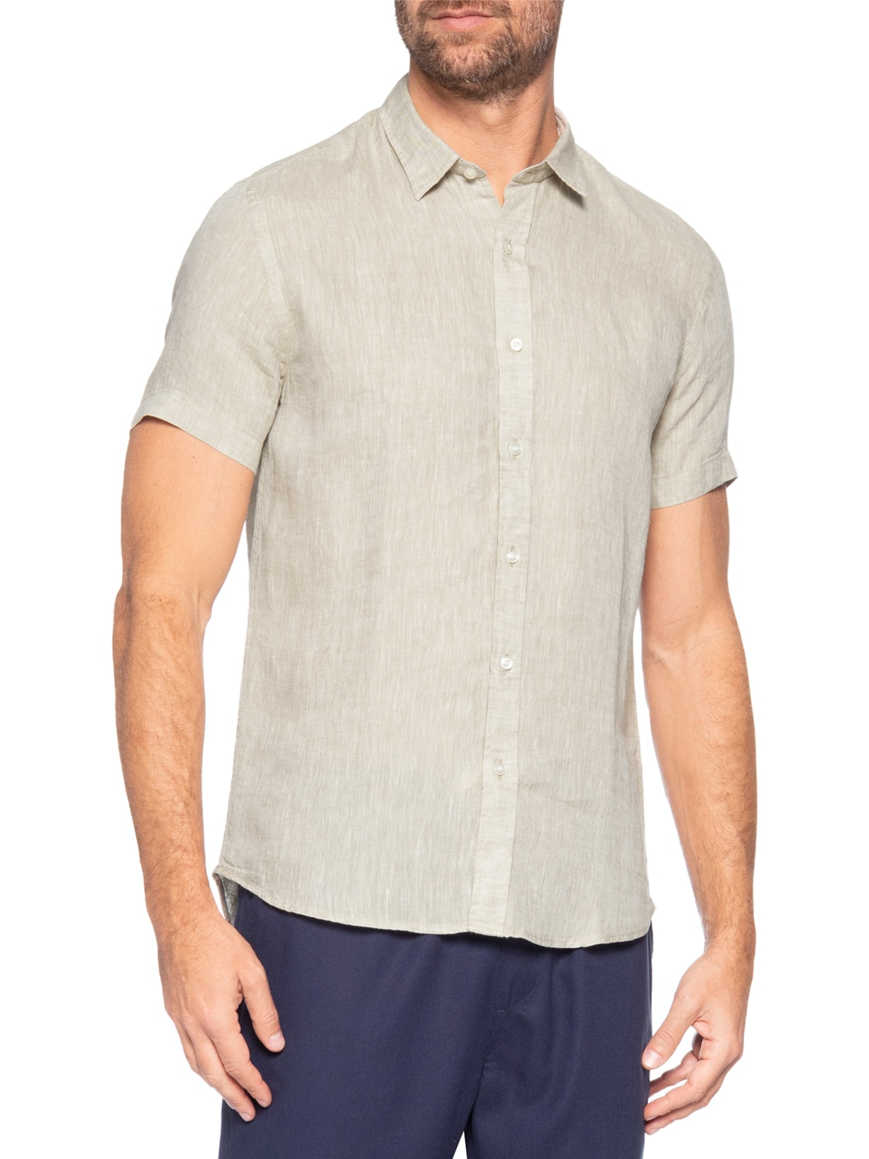 Camisa Masculina Puro Linho Bege Pineapple