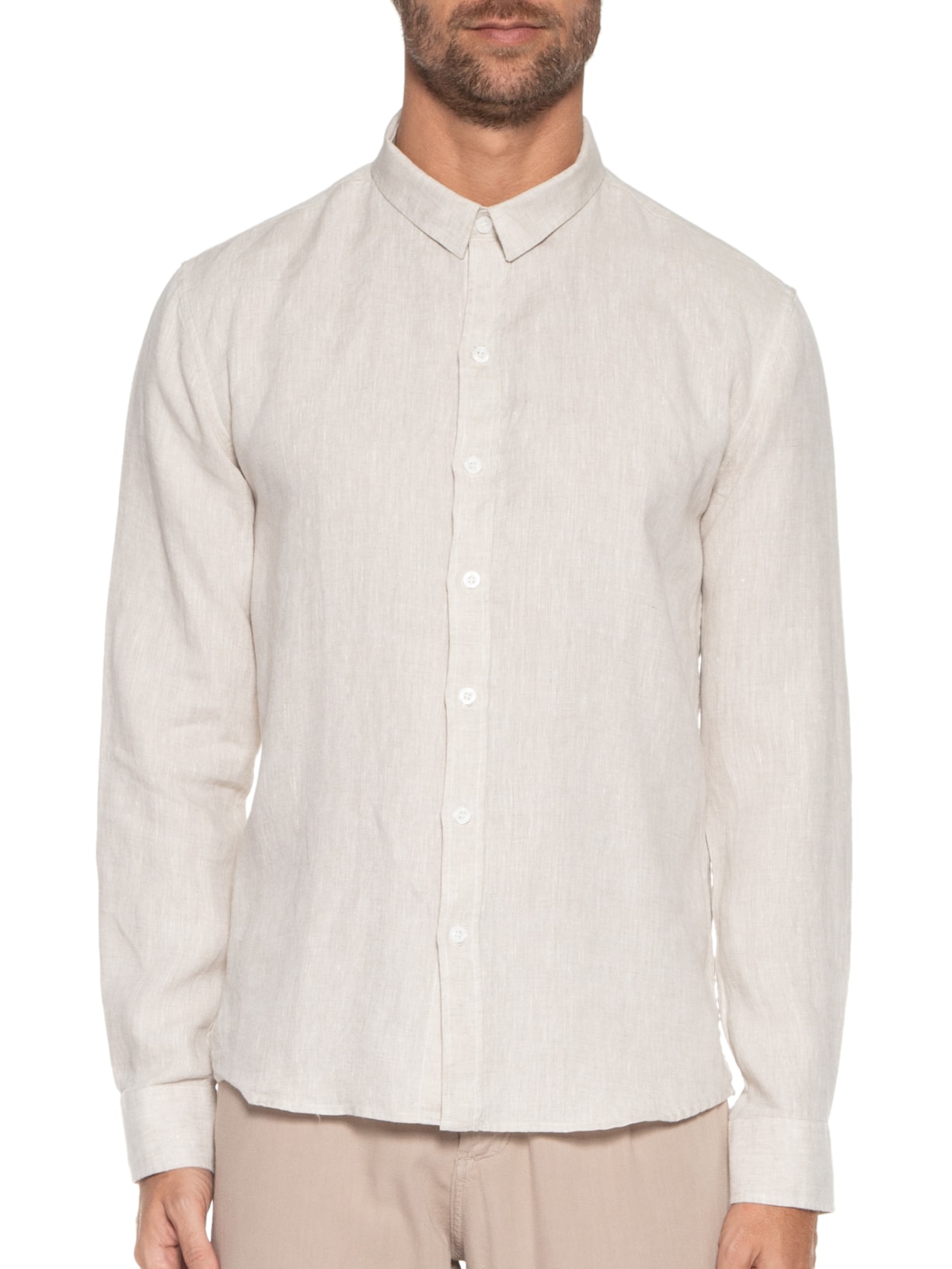 Camisa Masculina Puro Linho Cores Bege Barche