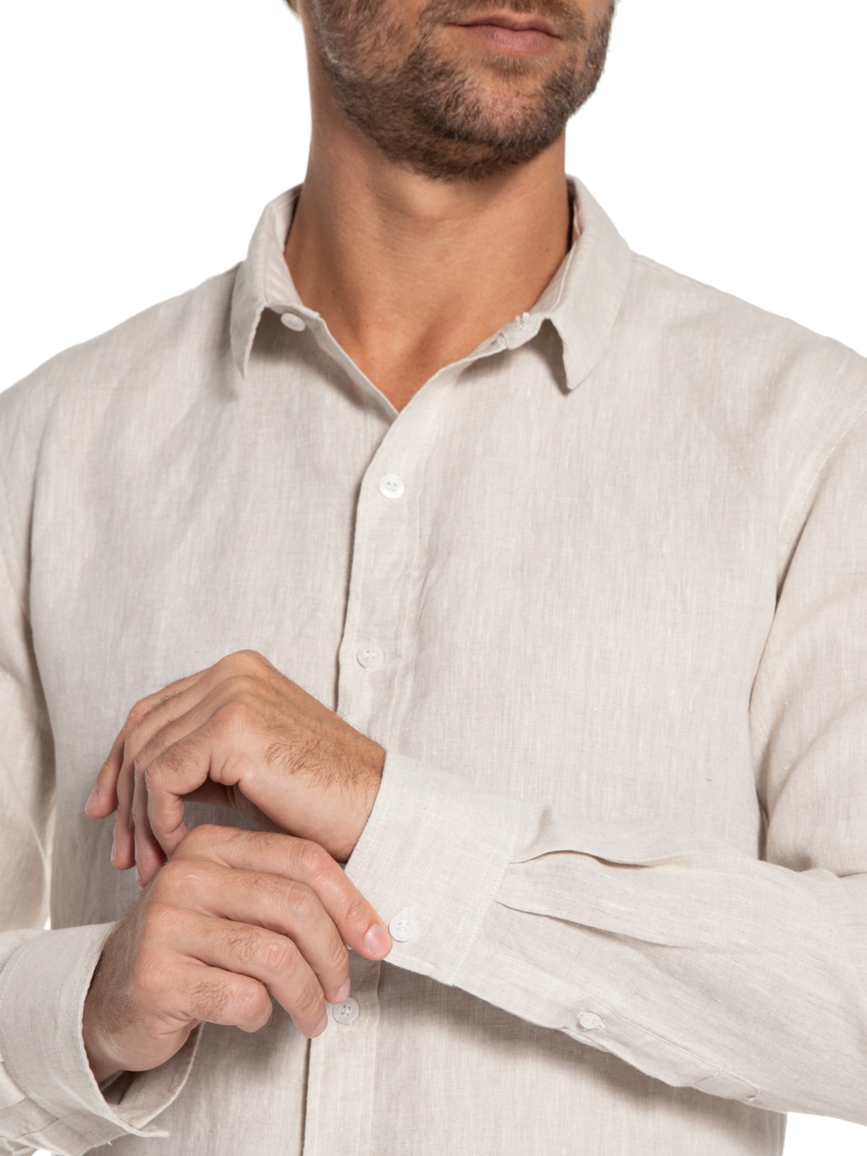 Camisa Masculina Puro Linho Cores Bege Barche