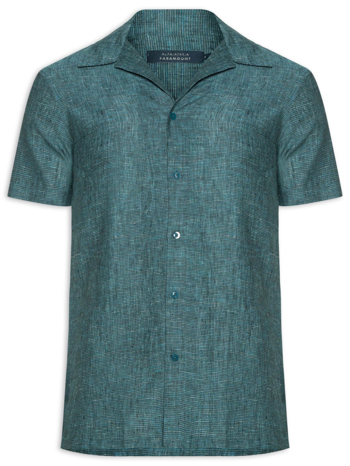 Camisa Masculina Puro Linho Gola Esporte Verde Paramount Alfaiataria