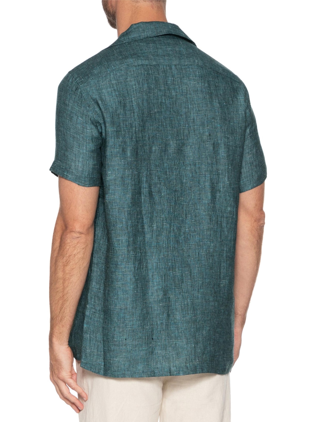 Camisa Masculina Puro Linho Gola Esporte Verde Paramount Alfaiataria