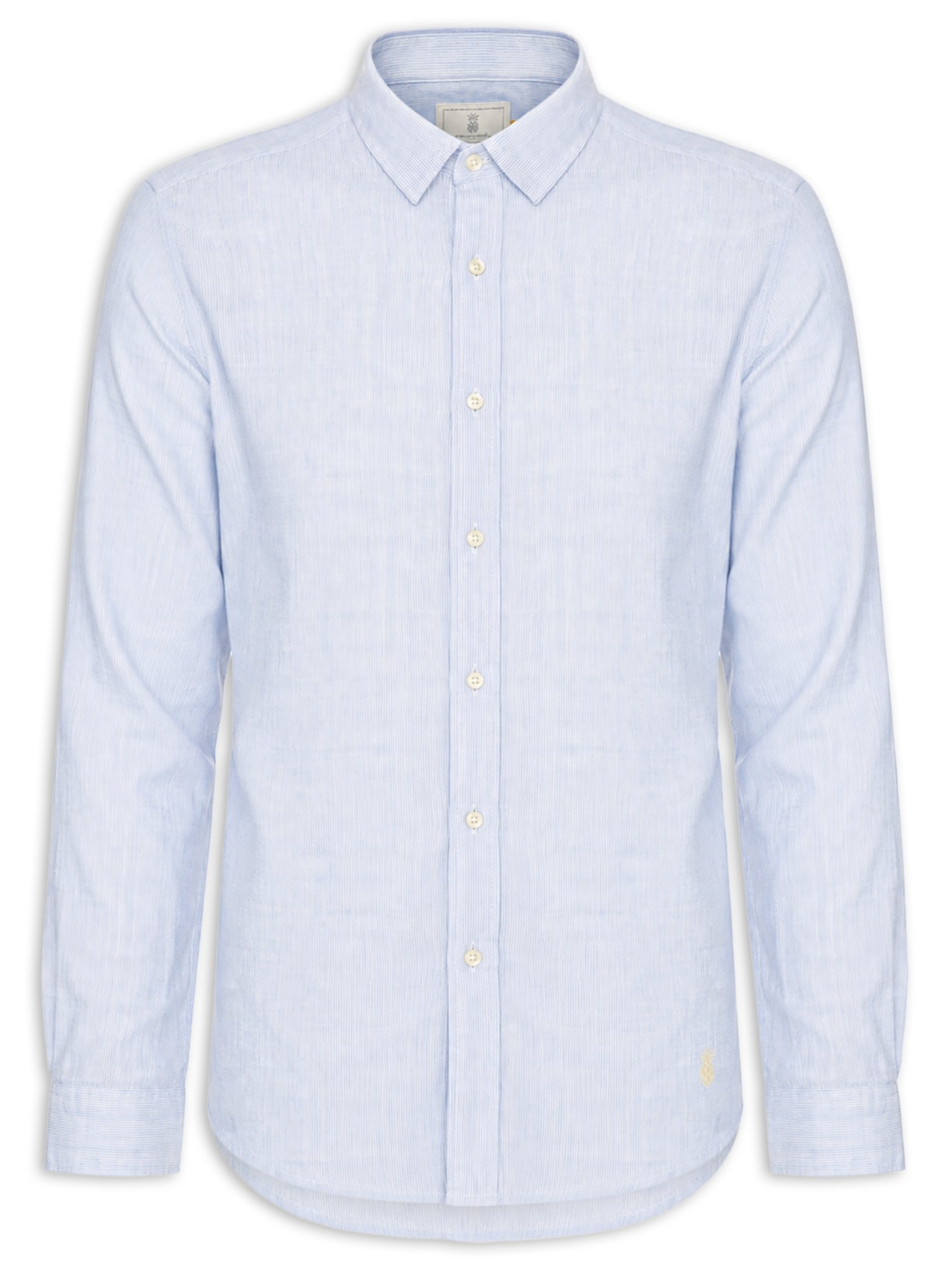 Camisa Masculina Puro Linho Listrado Azul Pineapple
