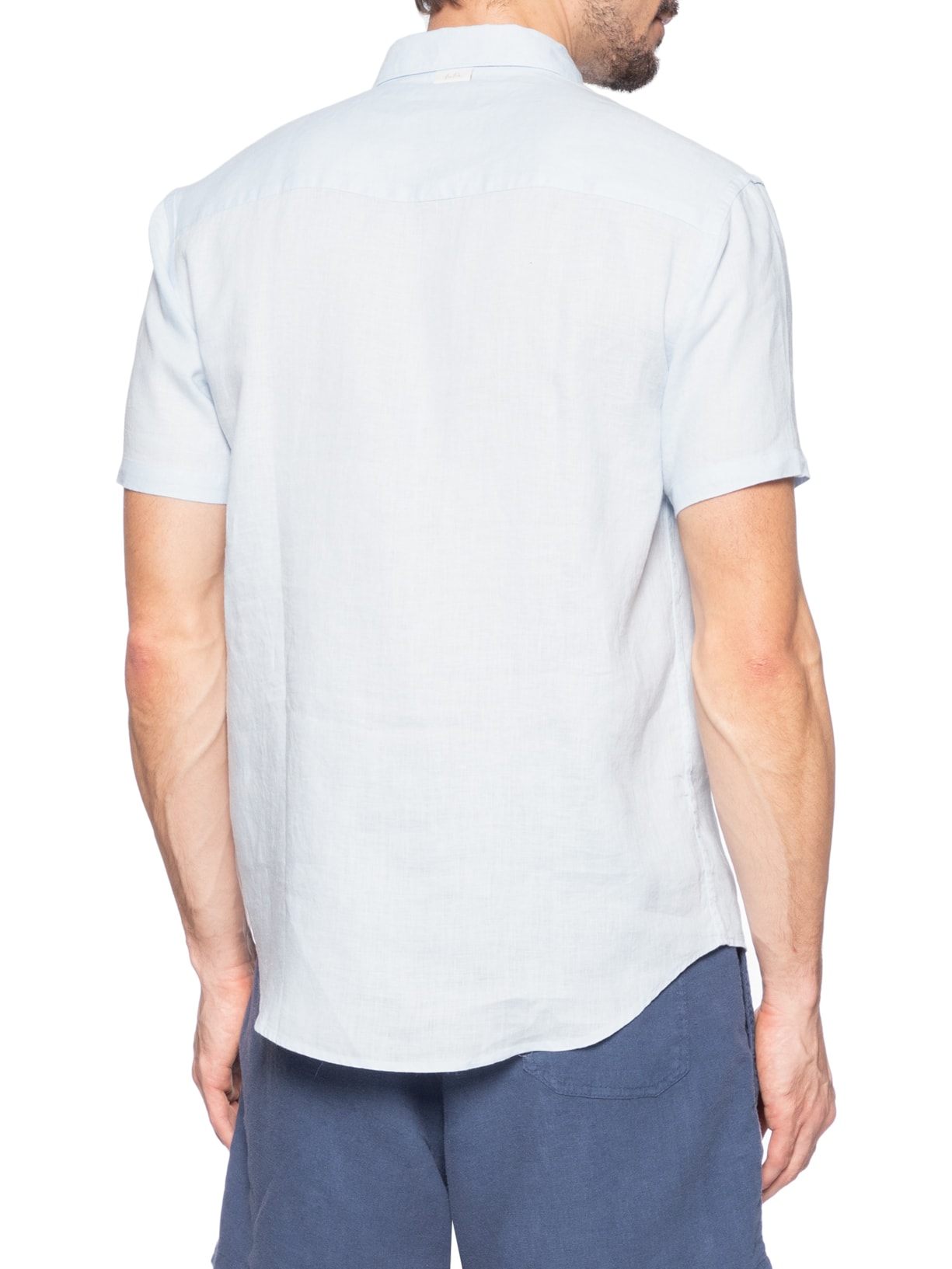 Camisa Masculina Puro Linho Lumiar Azul Foxton