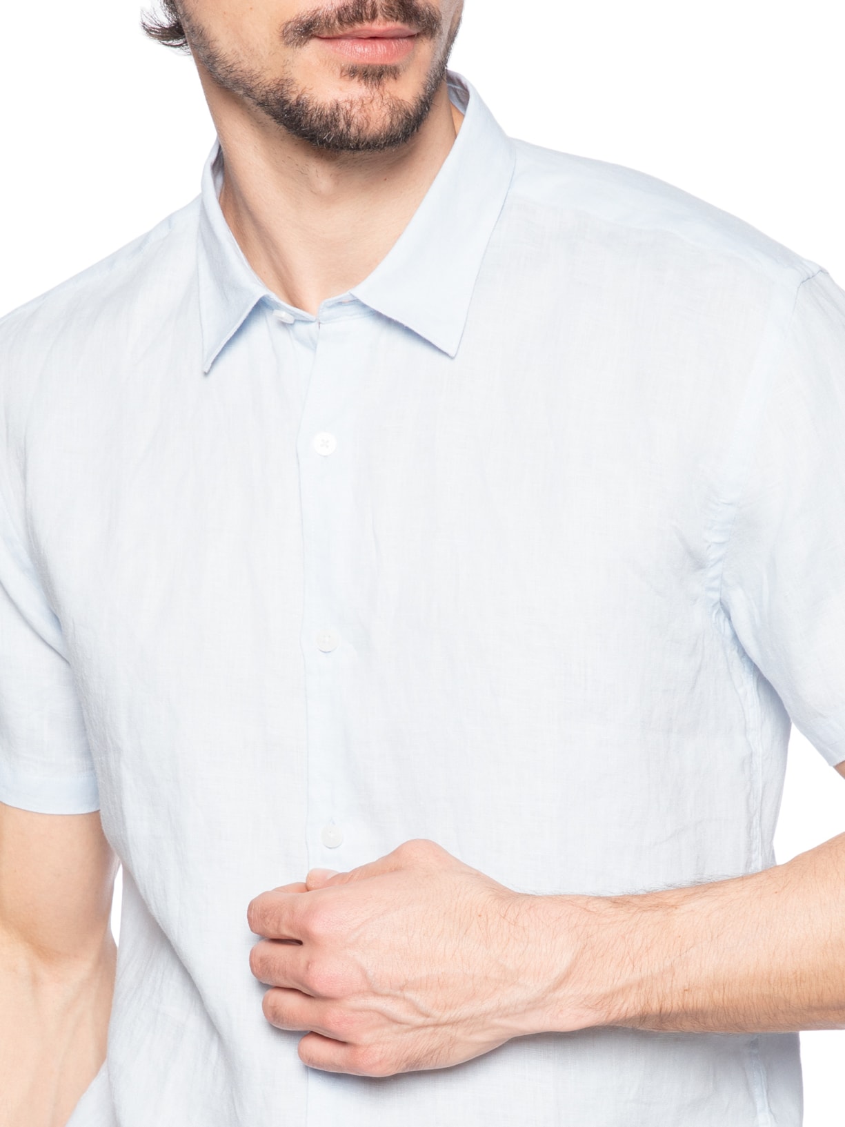 Camisa Masculina Puro Linho Lumiar Azul Foxton