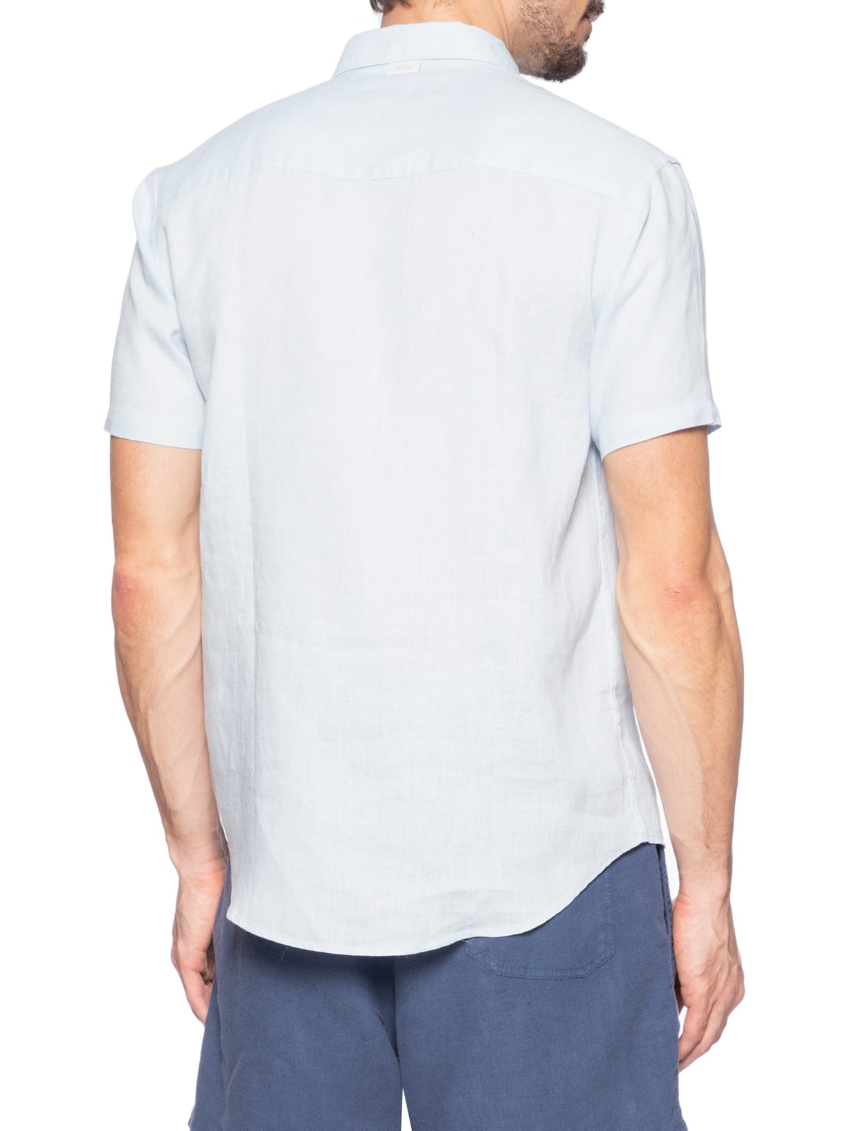 Camisa Masculina Puro Linho Lumiar Azul Foxton