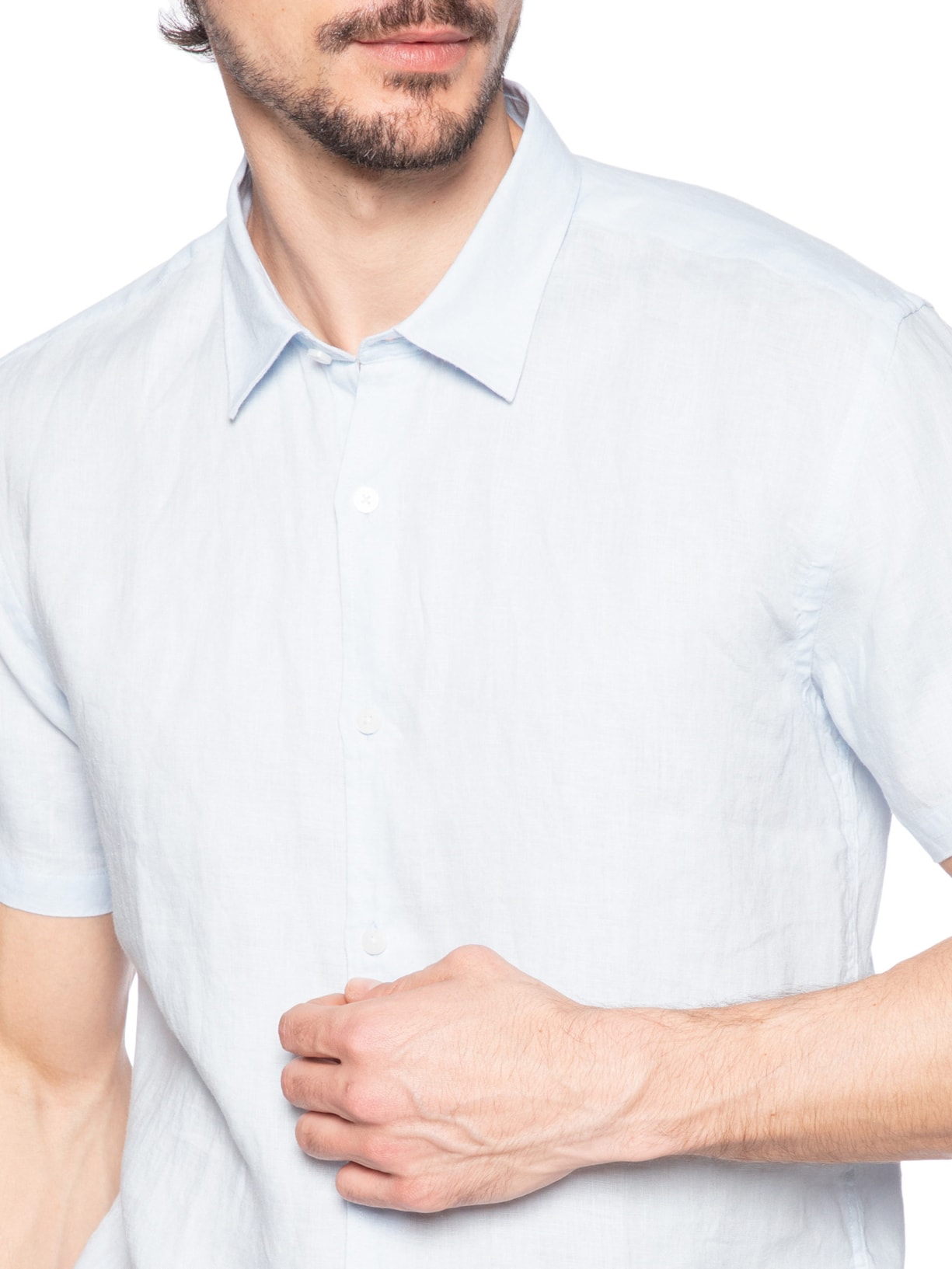 Camisa Masculina Puro Linho Lumiar Azul Foxton