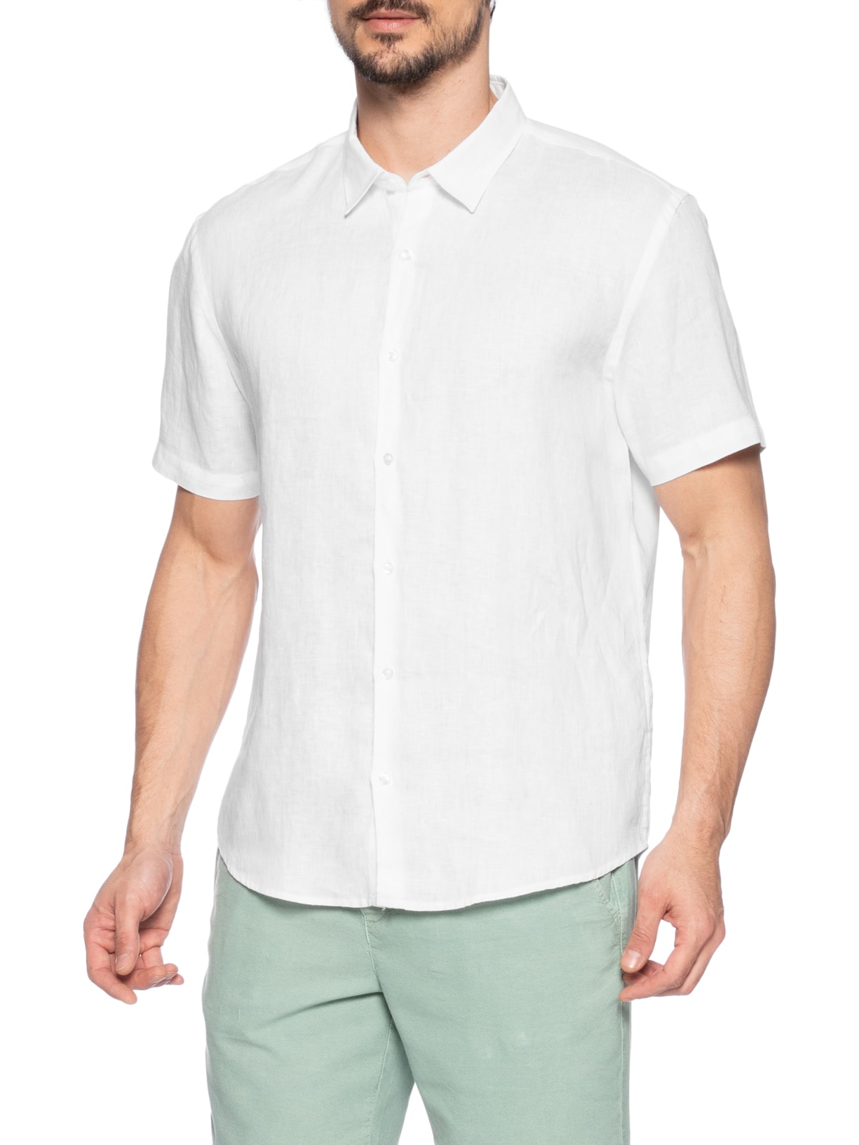 Camisa Masculina Puro Linho Lumiar Branco Foxton