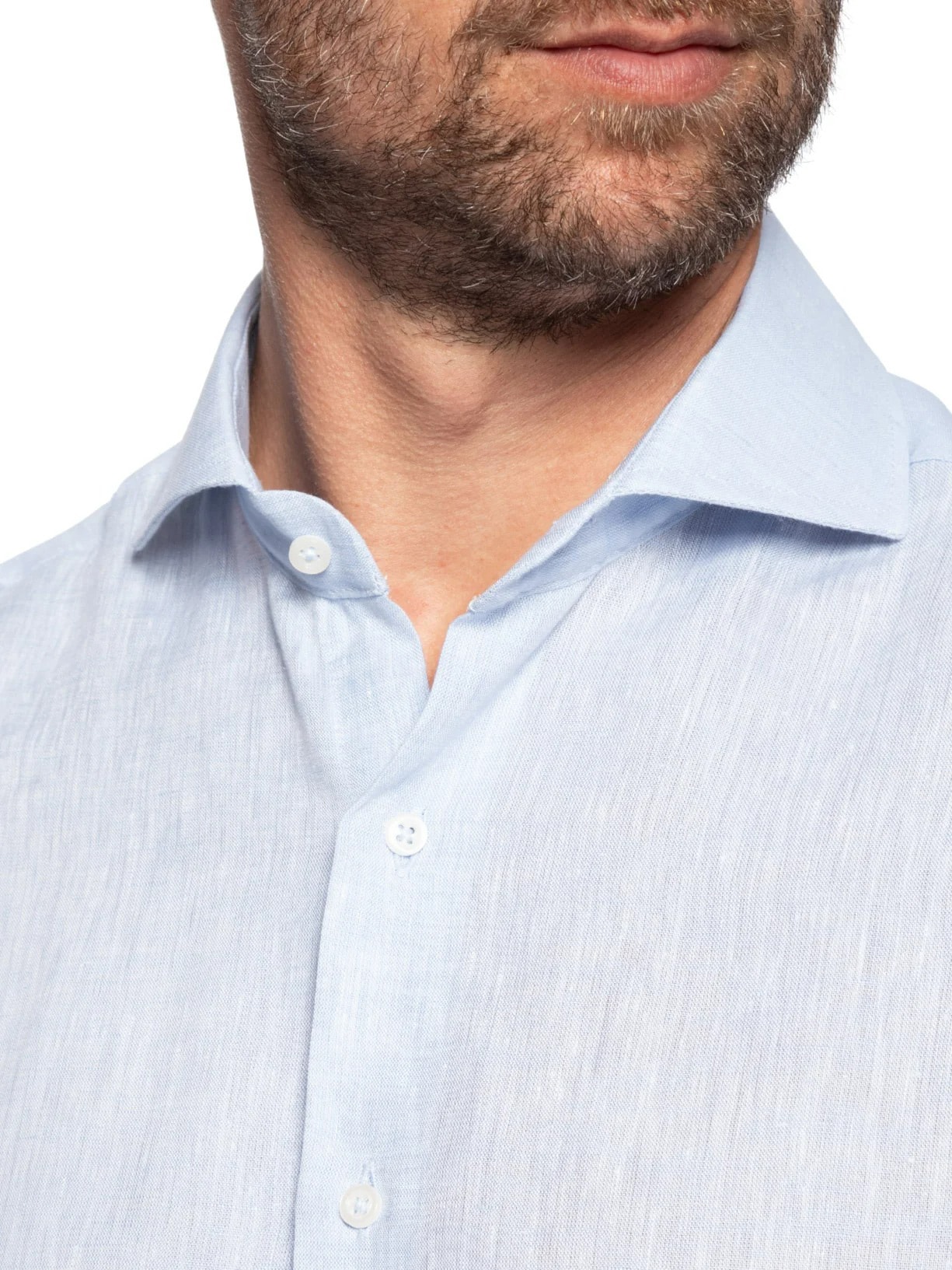 Camisa Masculina Puro Linho Manga Longa Azul Paramount Alfaiataria