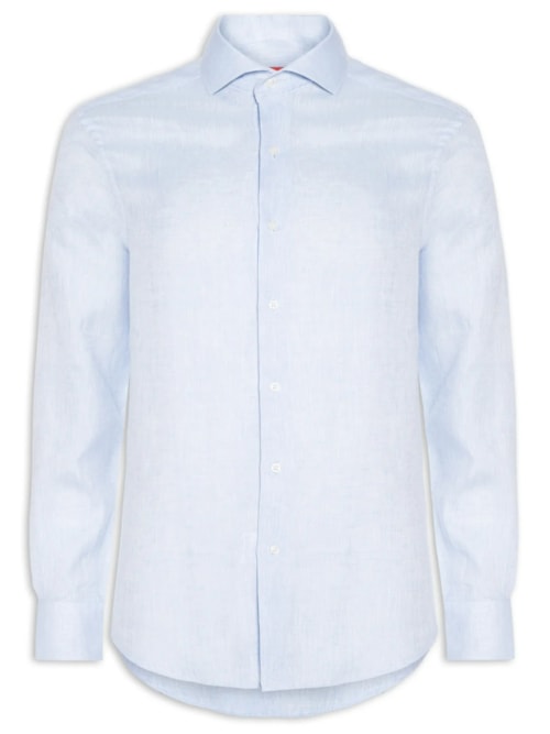 Camisa Masculina Puro Linho Manga Longa - Azul