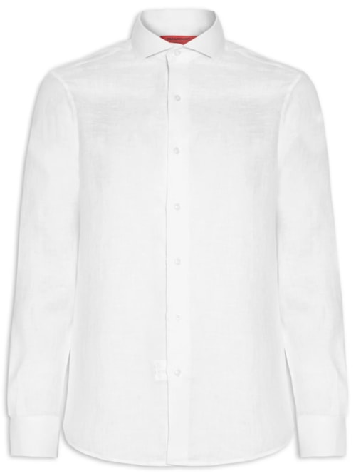 Camisa Masculina Puro Linho Manga Longa - Branco