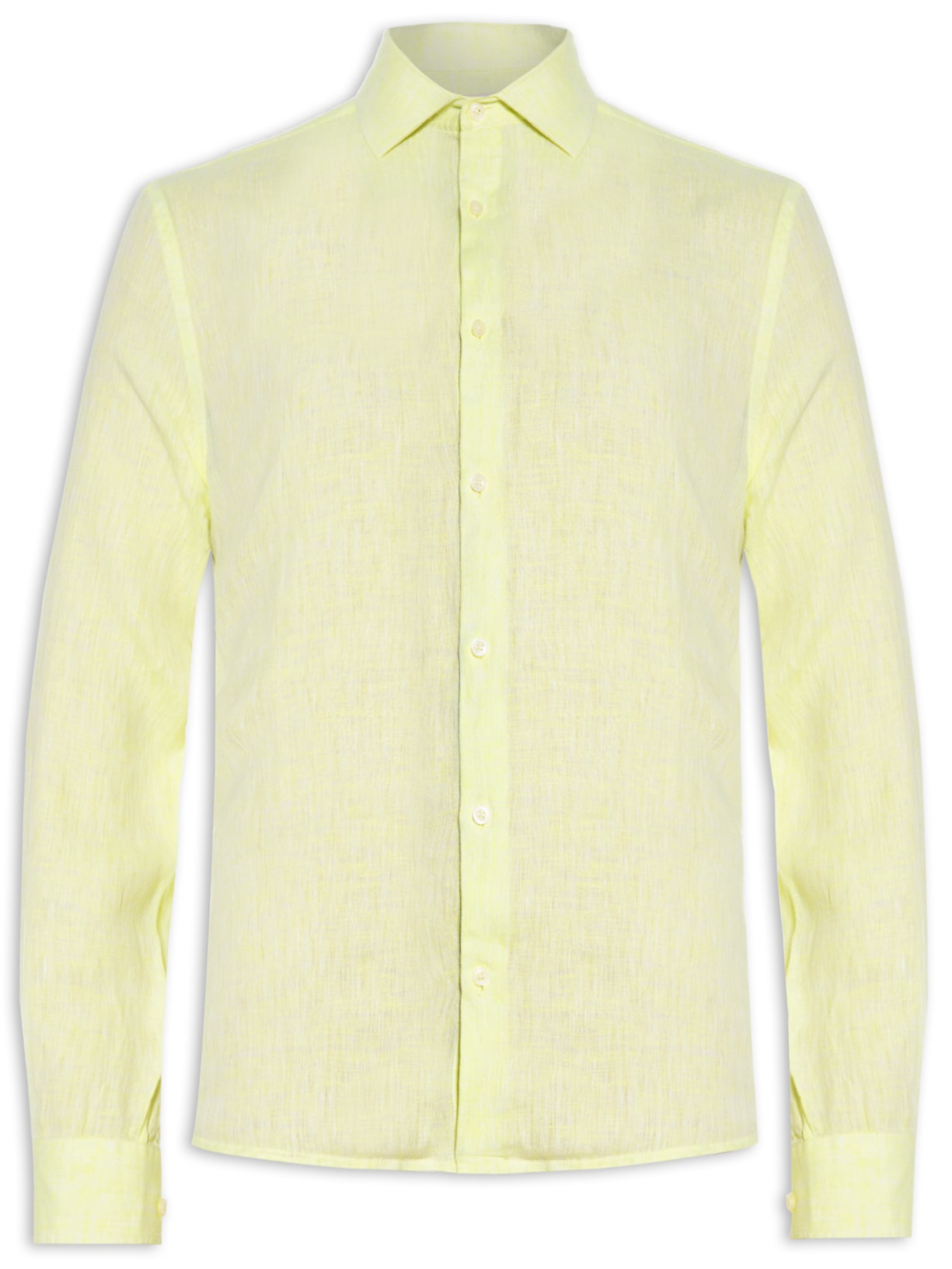Camisa Masculina Puro Linho Mescla - Amarelo