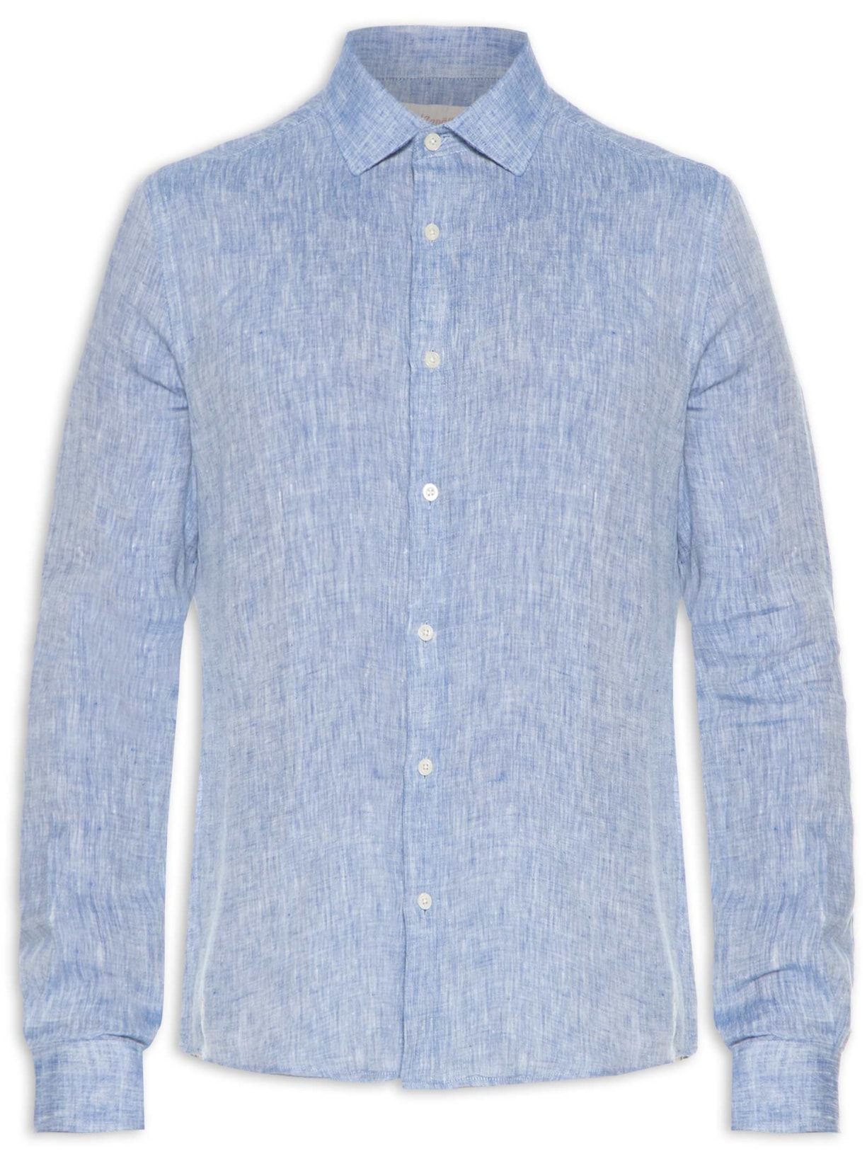 Camisa Masculina Puro Linho Mescla - Azul