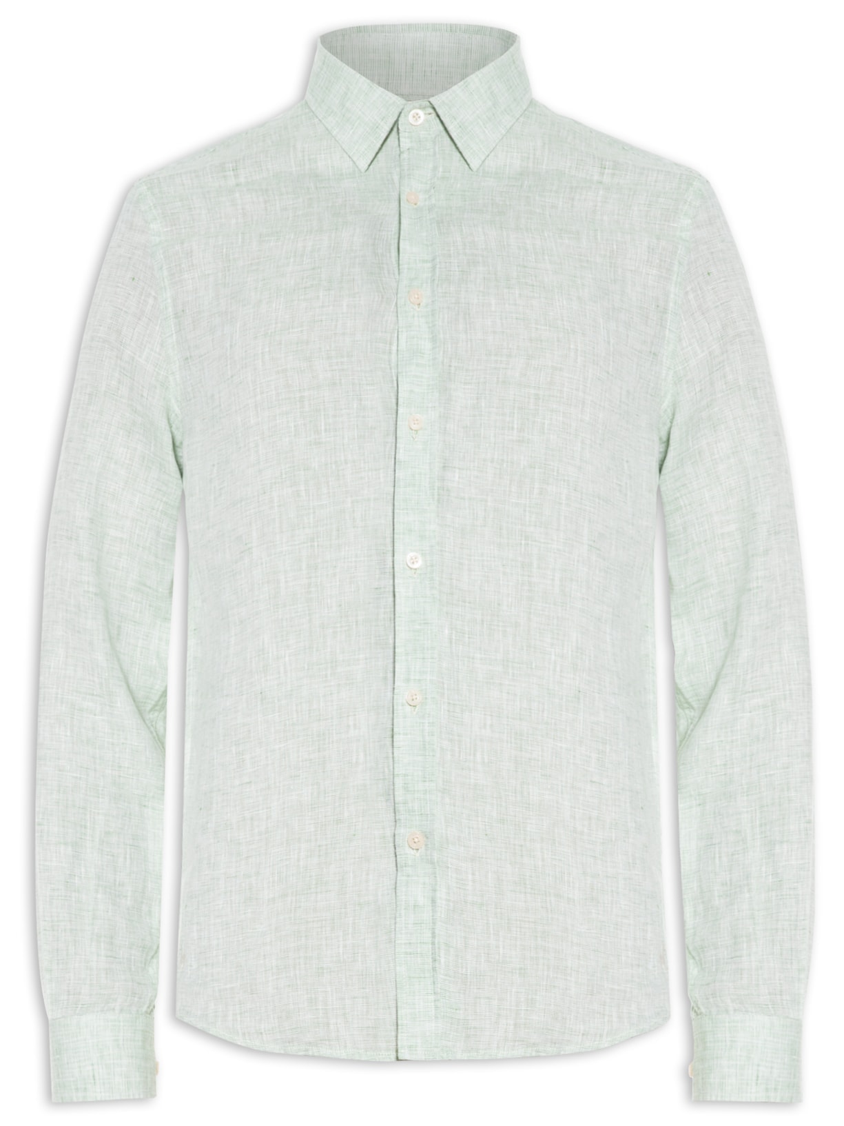 Camisa Masculina Puro Linho Mescla - Verde