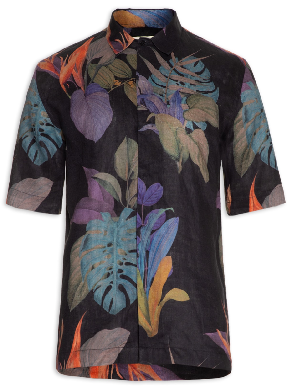 Camisa Masculina Puro Linho Ruisa Black - Preto