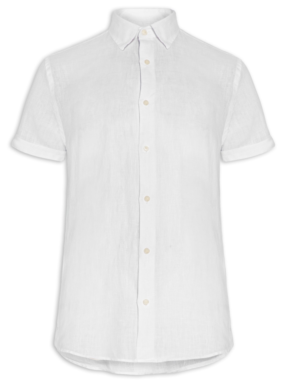 Camisa Masculina Puro Linho Tinturado - Branco