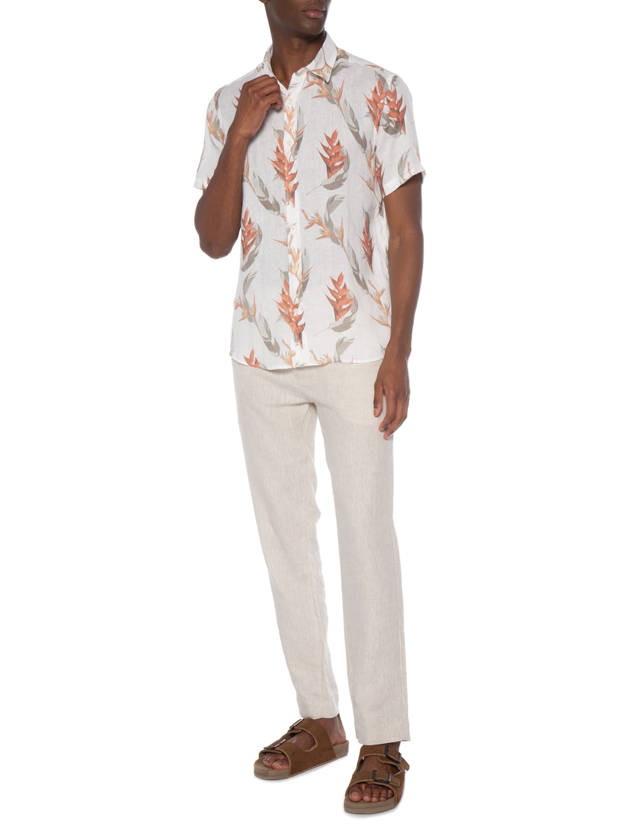 Camisa Masculina Puro Linho Tropical Off White Foxton