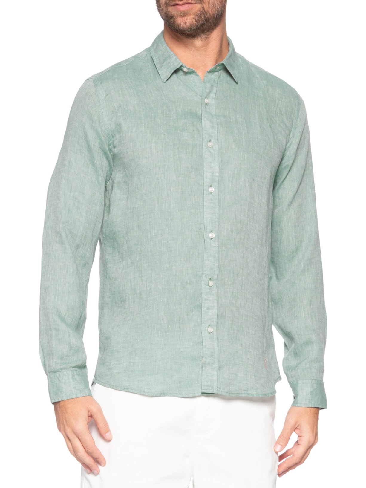 Camisa Masculina Puro Linho Verde Pineapple