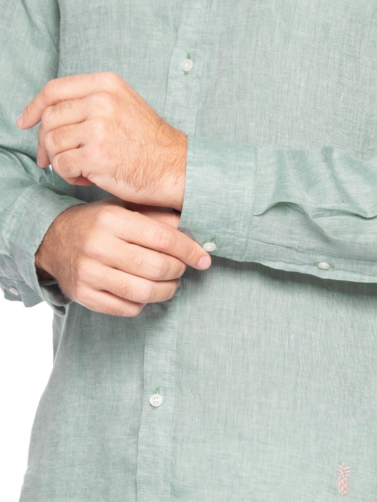 Camisa Masculina Puro Linho Verde Pineapple