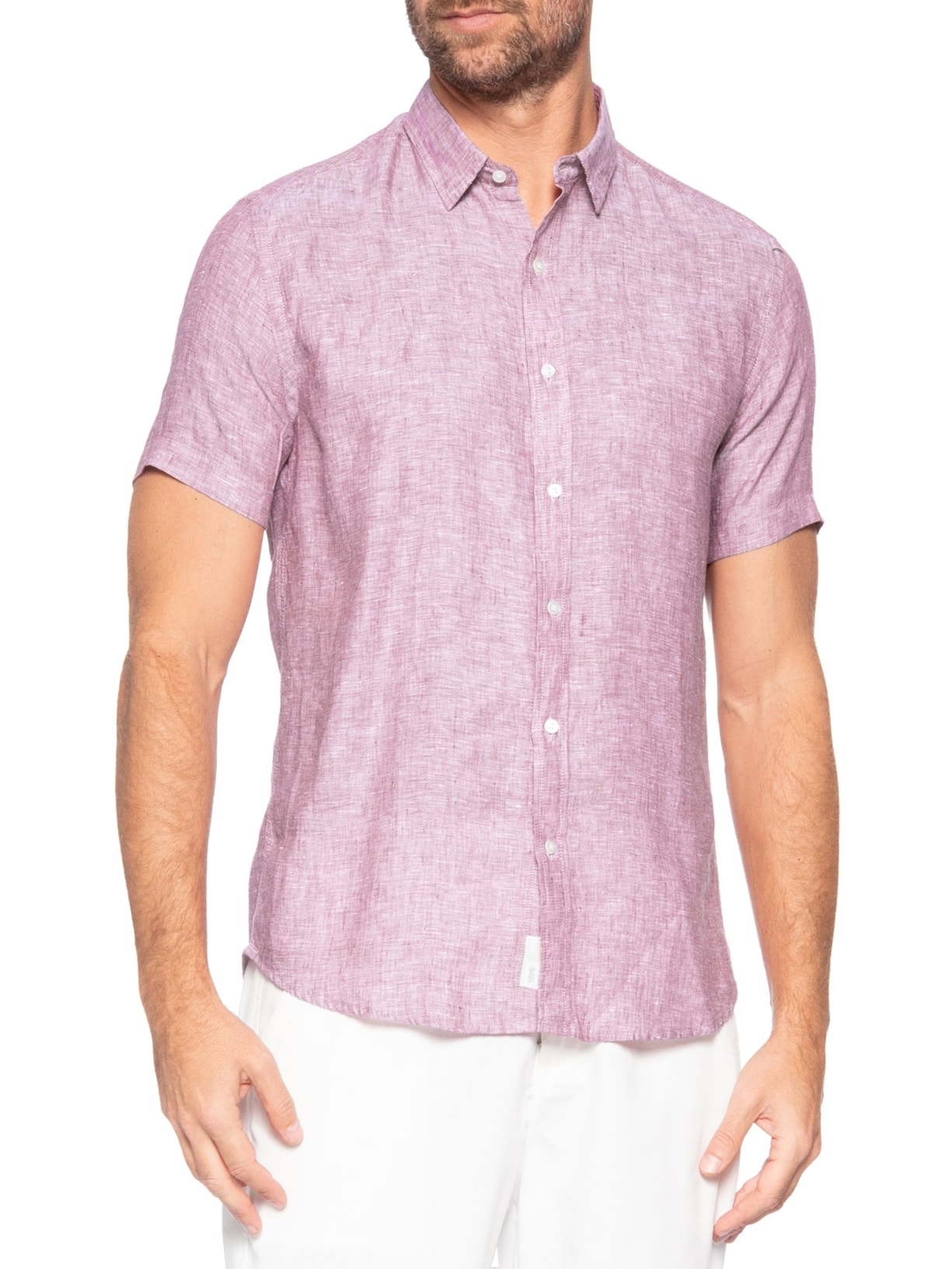 Camisa Masculina Puro Linho Vermelho Pineapple