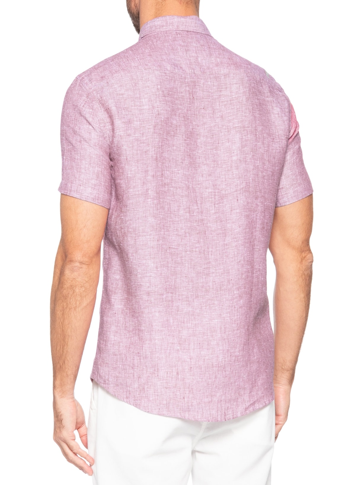 Camisa Masculina Puro Linho Vermelho Pineapple