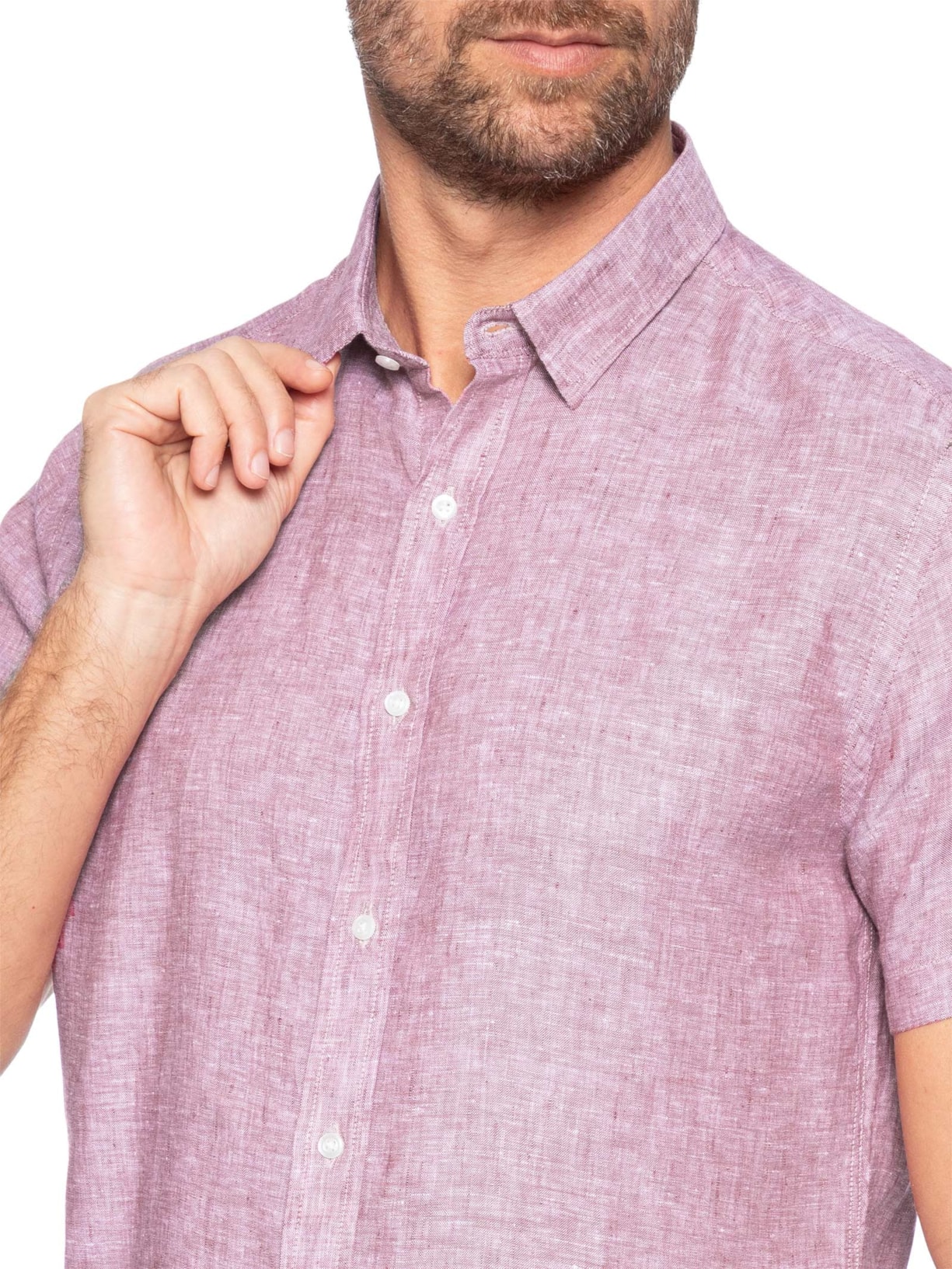 Camisa Masculina Puro Linho Vermelho Pineapple