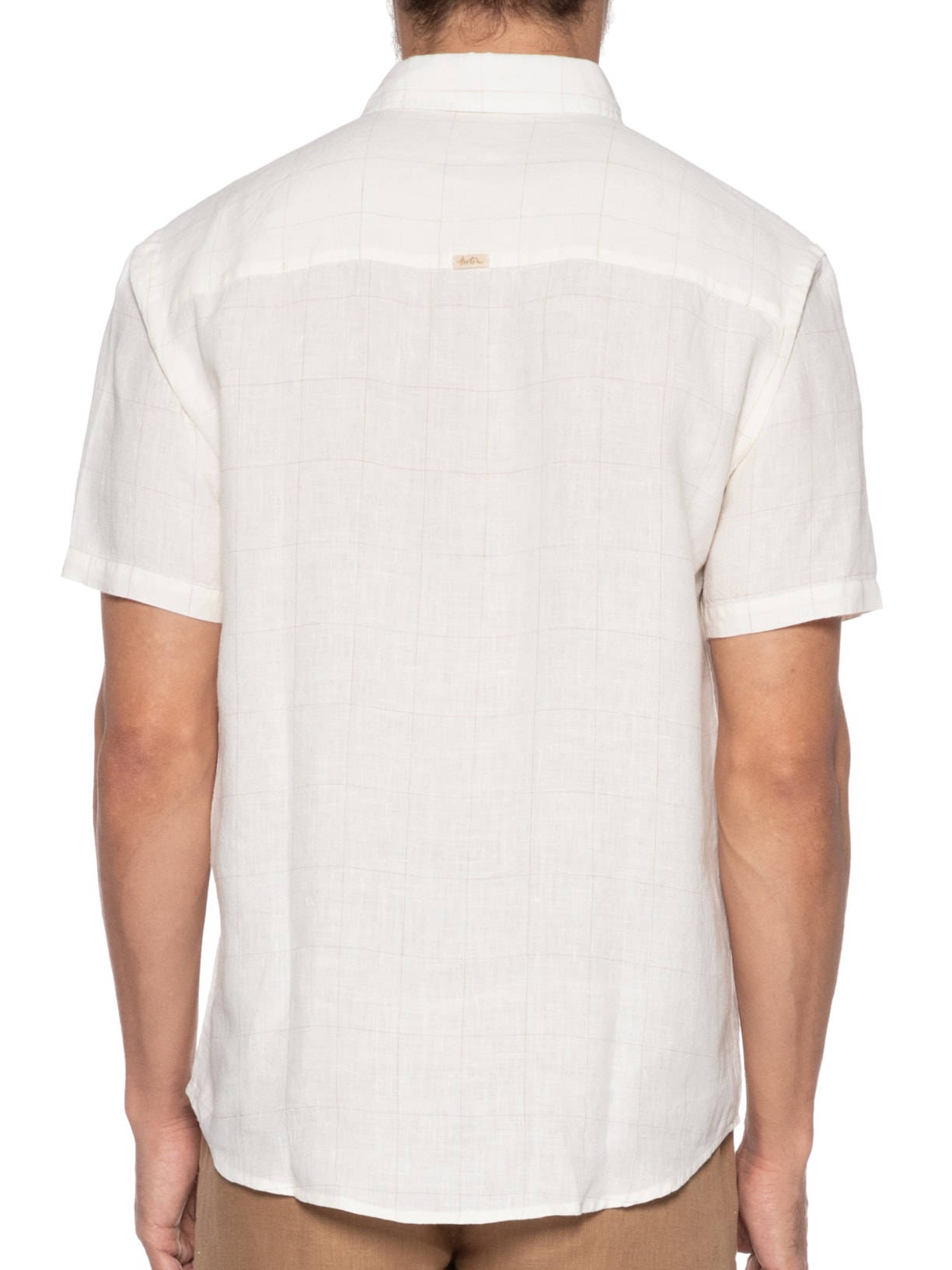 Camisa Masculina Puro Linho Xadrez Egeu Bege Foxton