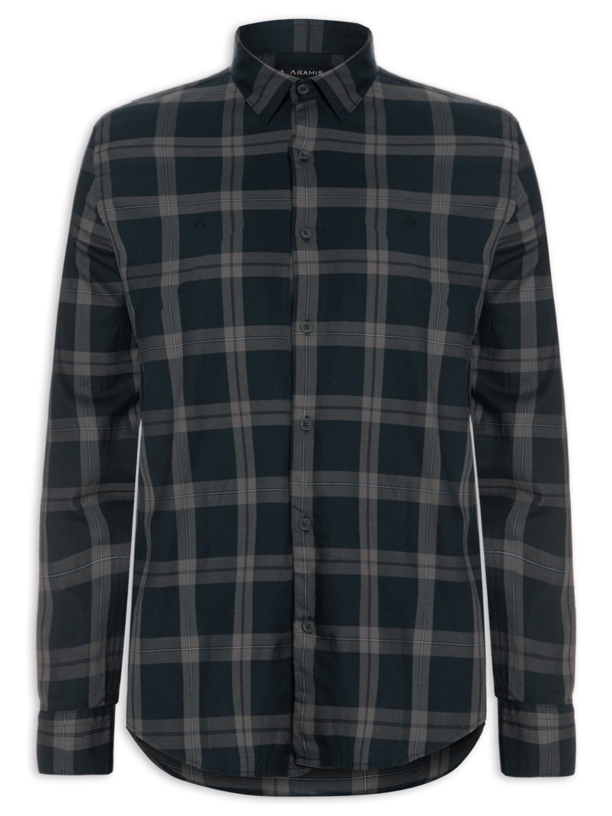 Camisa Masculina Reg Sarja Maxi Xadrez - Cinza